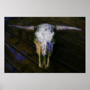 Artistieke koe schedel met horens Poster