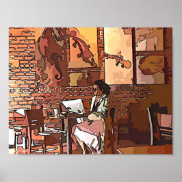 Artistieke koffiewinkel poster