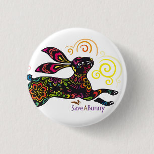 Artistieke konijn ronde button 3,2 cm