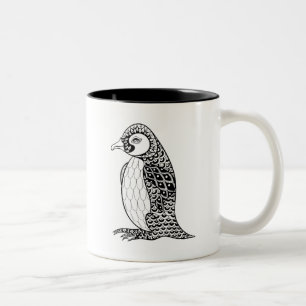 Artistieke koning Penguin Zendoodle Tweekleurige Koffiemok