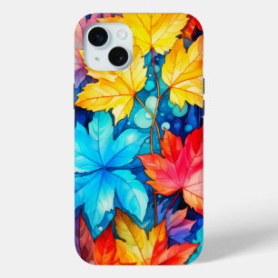 Artistieke levendige gevallen herfst bladeren illu iPhone 15 mini hoesje