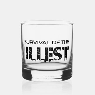 Artistieke merken "Survival of the Illest" Drinkwa Whisky Glas