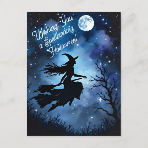 Artistieke nachtzilhouette Halloween heks Briefkaart