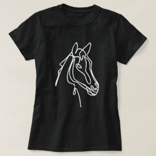 Artistieke paardentekening zwart op shirt voor vro