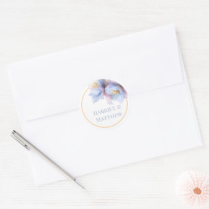 Artistieke Pastel Botanische Bloemen Bruiloft Ronde Sticker