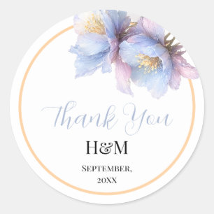 Artistieke Pastel Botanische Bloemen Bruiloft Ronde Sticker