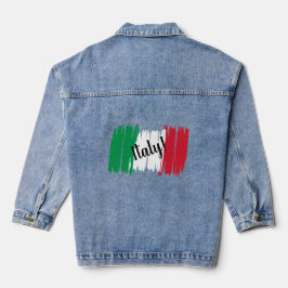 Artistieke penseelstreek Italië Vlag Denim Jacket