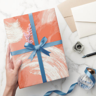 Artistieke penseelstreek Koraal Perzik Abstract Pa Cadeaupapier