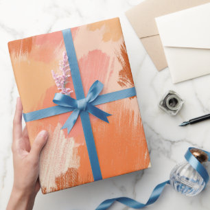 Artistieke penseelstreek Koraal Perzik Abstract Pa Cadeaupapier
