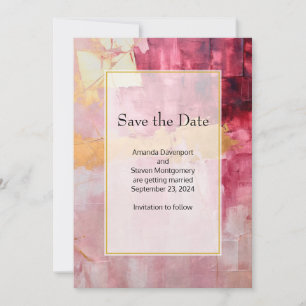 Artistieke penseelstreken Gouden Roze Bruiloft Save The Date