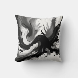 Artistieke penseelstreken in monochroom Sierkussen