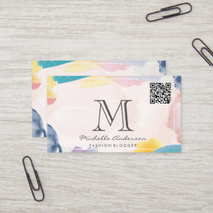 Artistieke penseelstreken QR-scan Visitekaartje