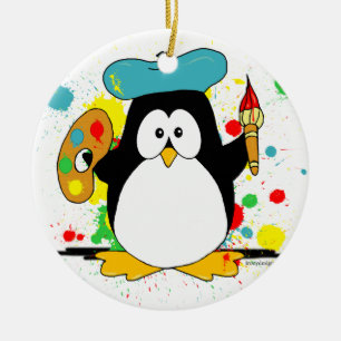 Artistieke pinguïn keramisch ornament