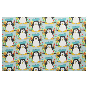 Artistieke pinguïn schilder grafisch patroon stof
