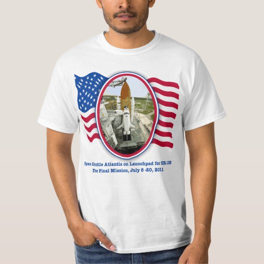 Artistieke Rendering van Space Shuttle Atlantis T-shirt (Voorkant)