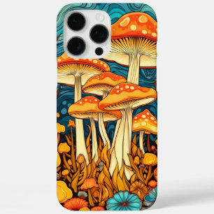 Artistieke Retro Mushroom Forest Illustratie iPhone 16 Pro Max Hoesje