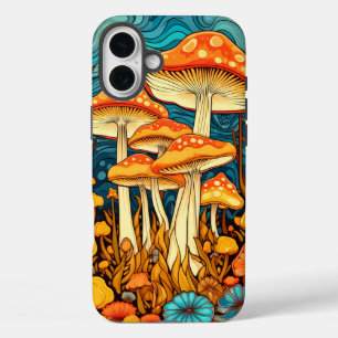 Artistieke Retro Paddenstoelen Bos Illustratie iPhone 16 Plus Hoesje