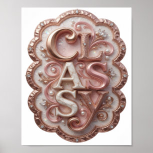 Artistieke Roze CLASSY 3D-tekstkunst Poster