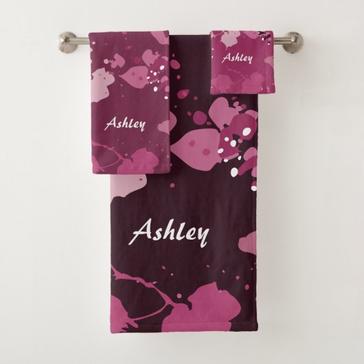 Artistieke roze schilderplaatsnaam bad handdoek (Insitu)