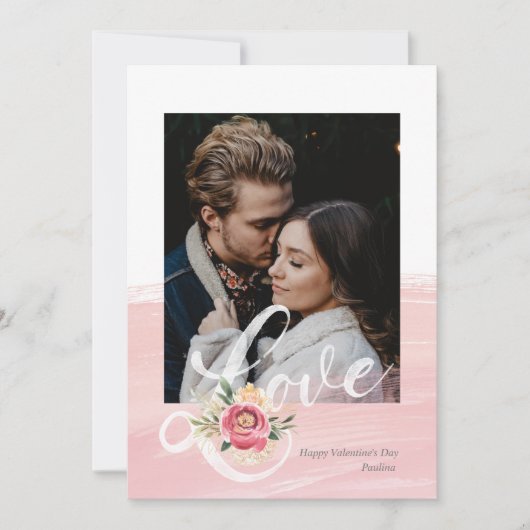 Artistieke Roze Waterverf Liefde Fotokaart Kaart (Voorkant)