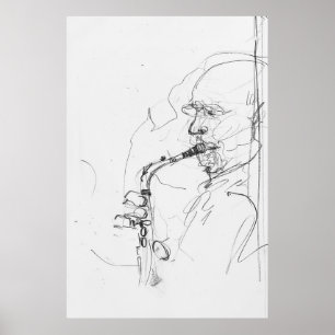 Artistieke saxofonistische schets - poster