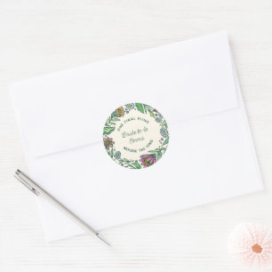 Artistieke Scandinavische Volkse Bloemachtige Brui Ronde Sticker