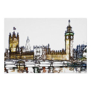 Artistieke schets van het Palace of Westminster Perfect Poster