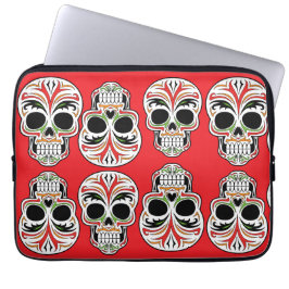 Artistieke schilderkunst schedel in multicolor mod laptop sleeve