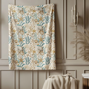Artistieke Seaside Blanket Flowing Waterverf Blues Fleece Deken
