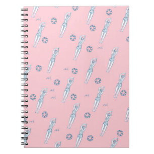 Artistieke snychro-zwemmers roze notitieboek
