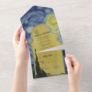 Artistieke Sterrendag All in One Wedding Invite Uitnodiging