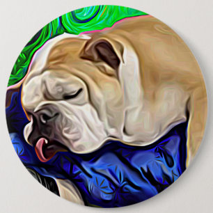 Artistieke stierenhond-huisportret ronde button 6,0 cm