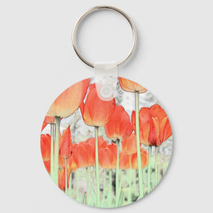 artistieke stijl red tulip flowers. floral garden sleutelhanger