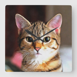 Artistieke tablet Cat Kitten Portret Vierkante Klok