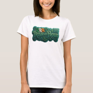 Artistieke Teal IERS EN TROTS 3D-tekstkunst T-shirt