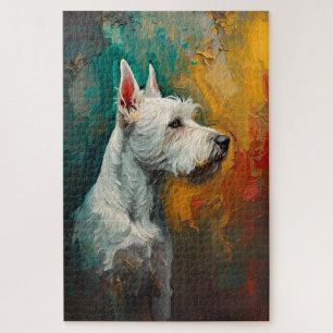 Artistieke Terrier Hond Portret Levendig Olie Schi Legpuzzel