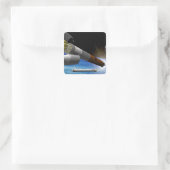 Artistieke uitlevering van een zware lift vierkante sticker (Tas)
