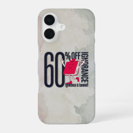 Artistieke Waterverf Anti-Onwetendheid Boek Citaat iPhone 16 Hoesje