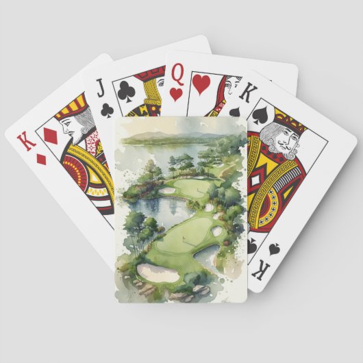 Artistieke waterverf golfbaan golf speelkaarten (Achterkant)