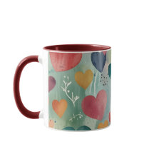 Artistieke Waterverf Harten Twee-Tons Koffiemok
