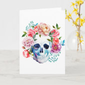 Artistieke waterverf schedel en bloemen kaart (Gele Bloem)