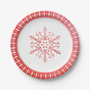 Artistieke Waterverf Snowflake Red Kerstmis Papieren Bordje
