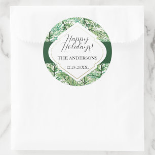 Artistieke Waterverf Tree gepersonaliseerd Ronde Sticker