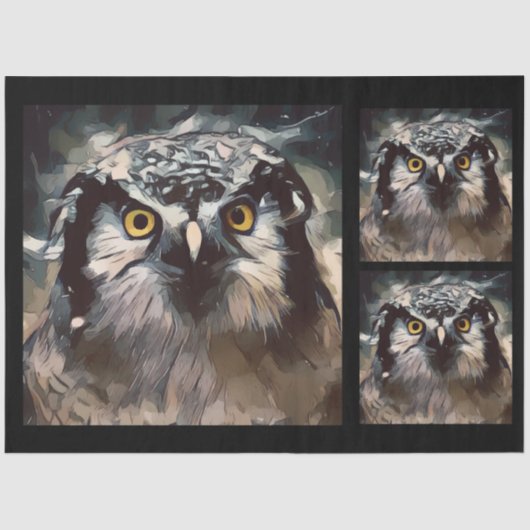 Artistieke Waterverf van de Owl 20x30 ontkoppelde  Tissuepapier (Voorkant)