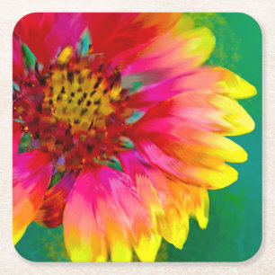 Artistieke weergave van Indian Blanket bloem Vierkante Kartonnen Onderzetter