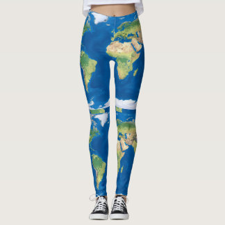Artistieke Wereldkaart Projectie Leggings