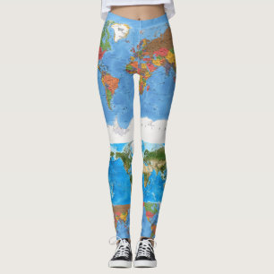 Artistieke Wereldkaart Projectie Leggings