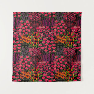 Artistieke Wilde Bloemen: Handgetekend Bloempatroo Wandkleed