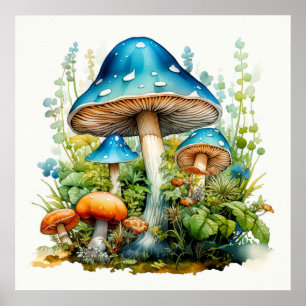 Artistieke Wilde Paddenstoelen Illustratie met Psy Poster