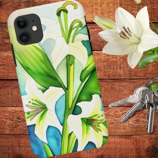 Artistieke witte lelies Case-Mate iPhone case